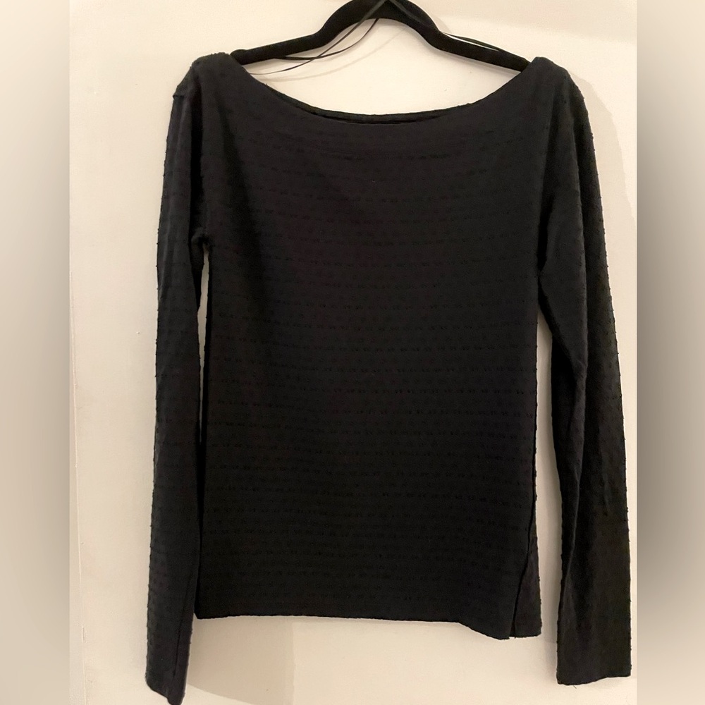 Free People Textured Long-Sleeve Top in Black